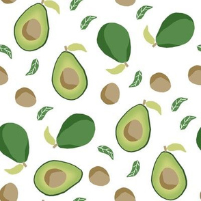 avocado fabric  - fruit, vegetables, food, avocados fabric - white