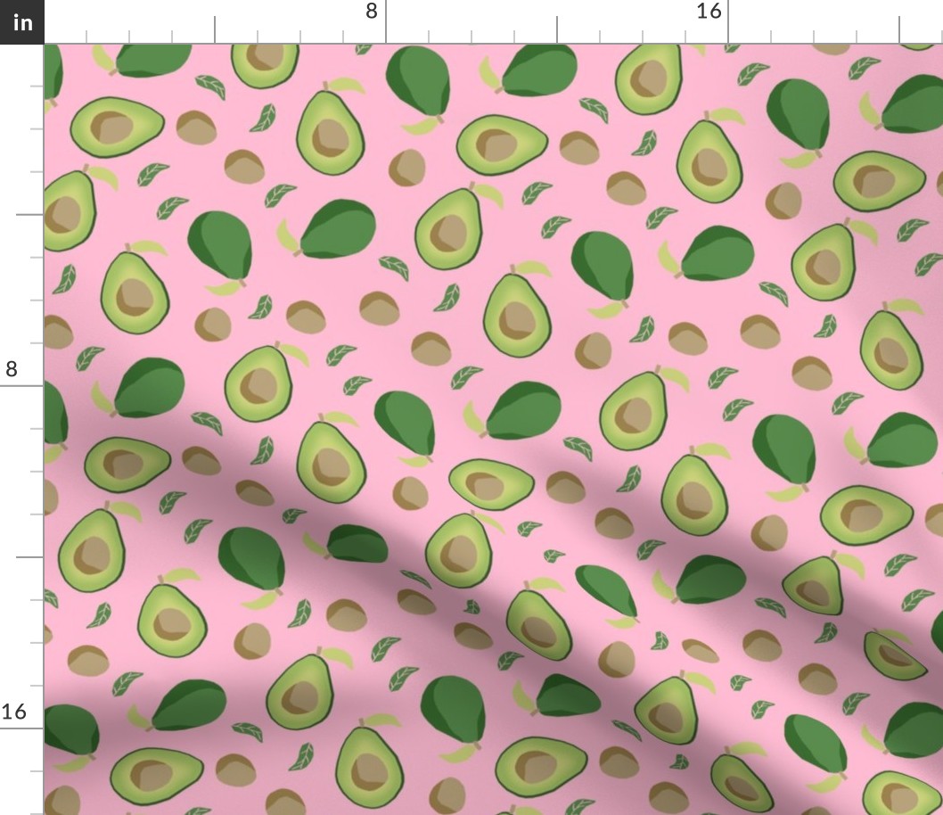 avocado fabric  - fruit, vegetables, food, avocados fabric - pink