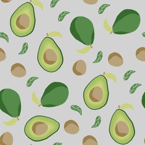 avocado fabric  - fruit, vegetables, food, avocados fabric - grey