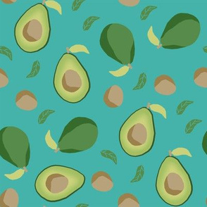 avocado fabric  - fruit, vegetables, food, avocados fabric - turquoise
