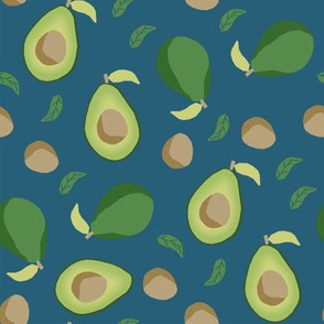 avocado fabric  - fruit, vegetables, food, avocados fabric - navy