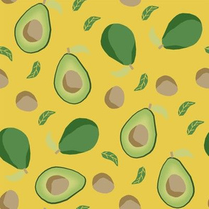 avocado fabric  - fruit, vegetables, food, avocados fabric - yellow