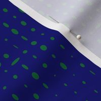 Navy blue and Green Polka Dots