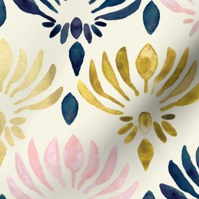 Stylized Watercolor Lotus Pattern 