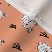 Adorable kawaii coral reef under water world lobster crab and shell illustration pattern girls peach water