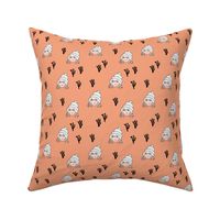 Adorable kawaii coral reef under water world lobster crab and shell illustration pattern girls peach water