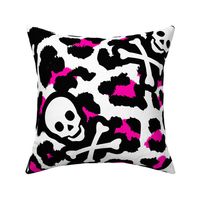 Pirate Skulls Leopard Print in Pink