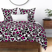 Pirate Skulls Leopard Print in Pink