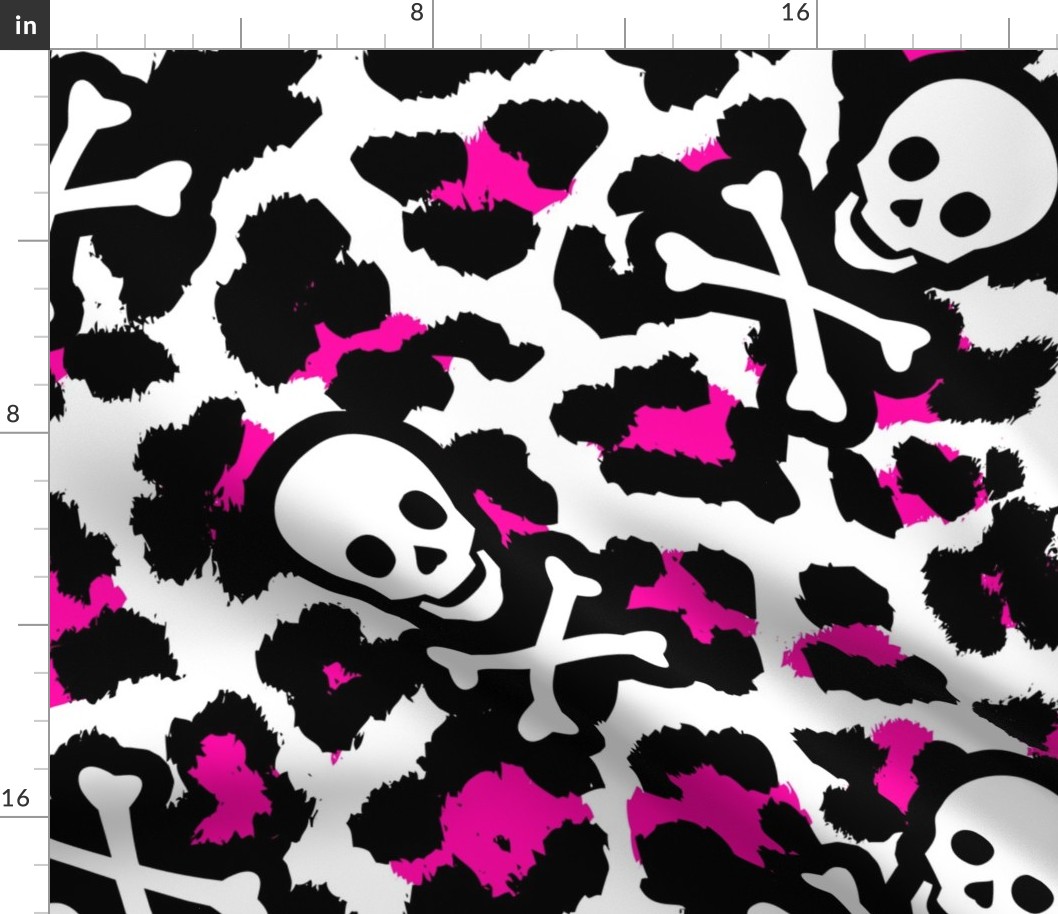 Pirate Skulls Leopard Print in Pink