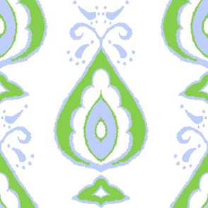 Custom - Teardrop Ikat Paisley in Periwinkle Blue and subdued lime green