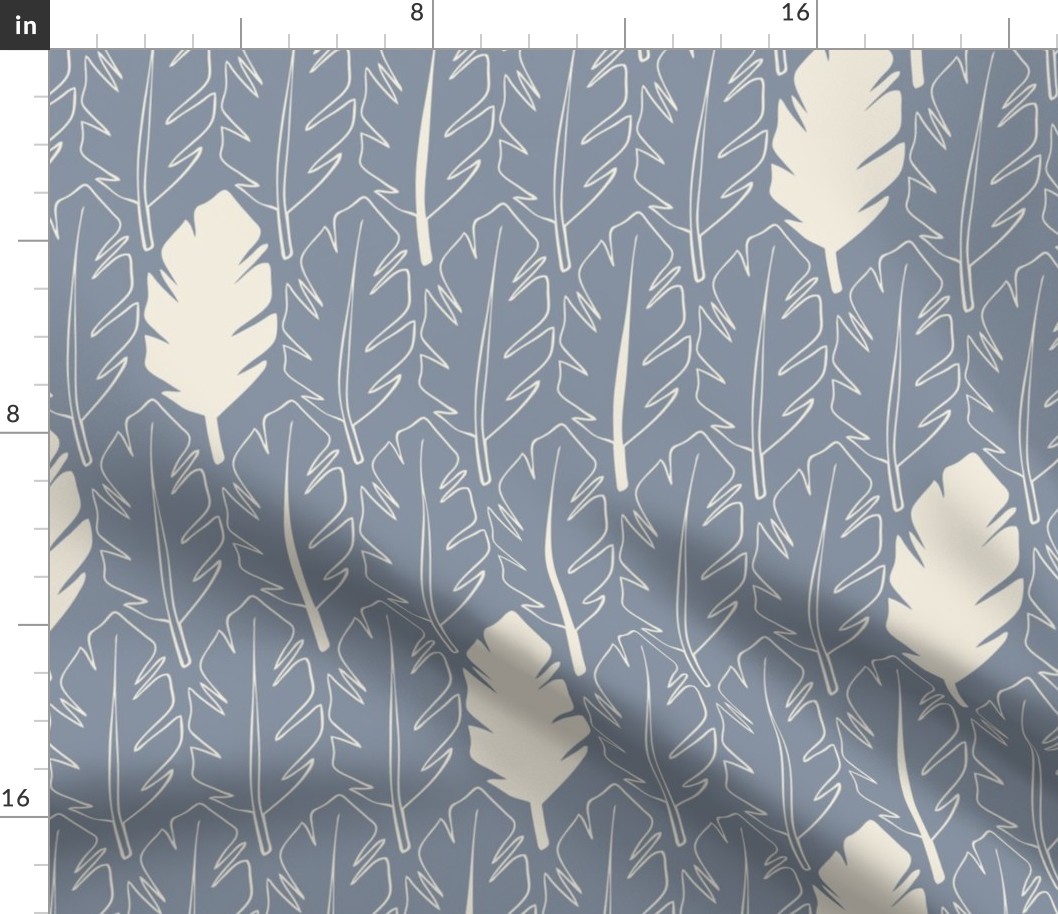 Leaves - Cream, Blue