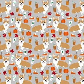 SMALL - corgi pumpkin spice latte - coffee, latte, corgi, corgis, pumpkin spice, dog dogs - grey