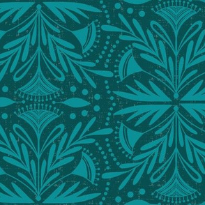 Lenox - Damask Dark Teal Tonal 