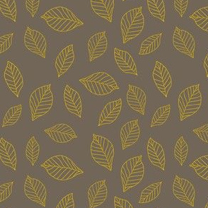 simple leaves pattern yellow on grey