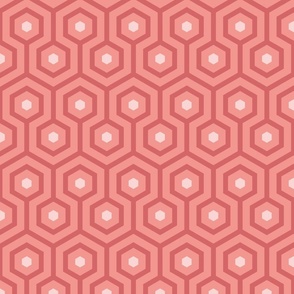 Art Deco coral red hexagons vintage Wallpaper