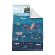 2019 Calendar Layers of the Sea Tea Towel