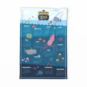 2019 Calendar Layers of the Sea Tea Towel