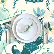 Aviary  - Peacock Chinoiserie Cream Jumbo Scale