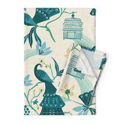 Aviary  - Peacock Chinoiserie Cream Jumbo Scale