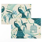 Aviary  - Peacock Chinoiserie Cream Jumbo Scale