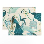 Aviary  - Peacock Chinoiserie Cream Jumbo Scale