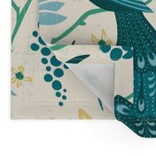 Aviary  - Peacock Chinoiserie Cream Jumbo Scale