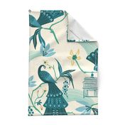 Aviary  - Peacock Chinoiserie Cream Jumbo Scale