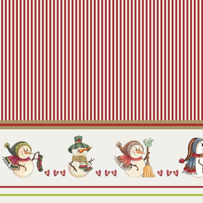 Christmas snowman striped border fabric