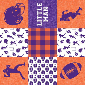 Little Man - Football Wholecloth - Purple and Orange (90)
