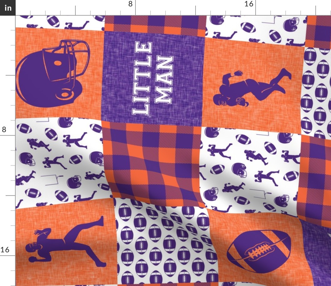 Little Man - Football Wholecloth - Purple and Orange (90)