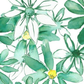 Green Watercolor Floral