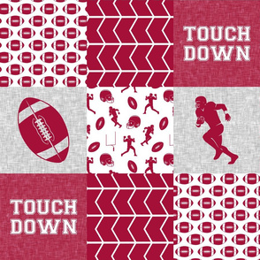 touch down - football wholecloth - crimson and white - college ball -  chevron