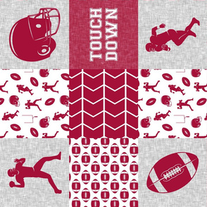 touch down - football wholecloth - crimson and white - college ball -  chevron (90)