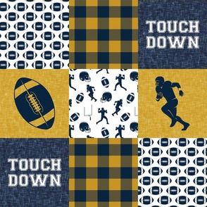 touch down - football wholecloth - gold and blue - college ball -  plaid 