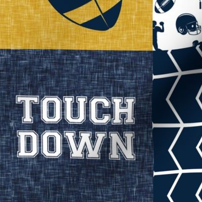 touch down - football wholecloth - gold and blue - college ball -  chevron