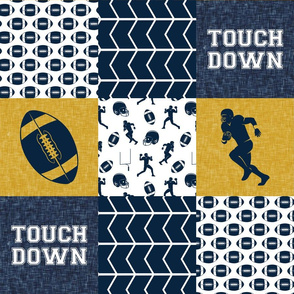 touch down - football wholecloth - gold and blue - college ball -  chevron