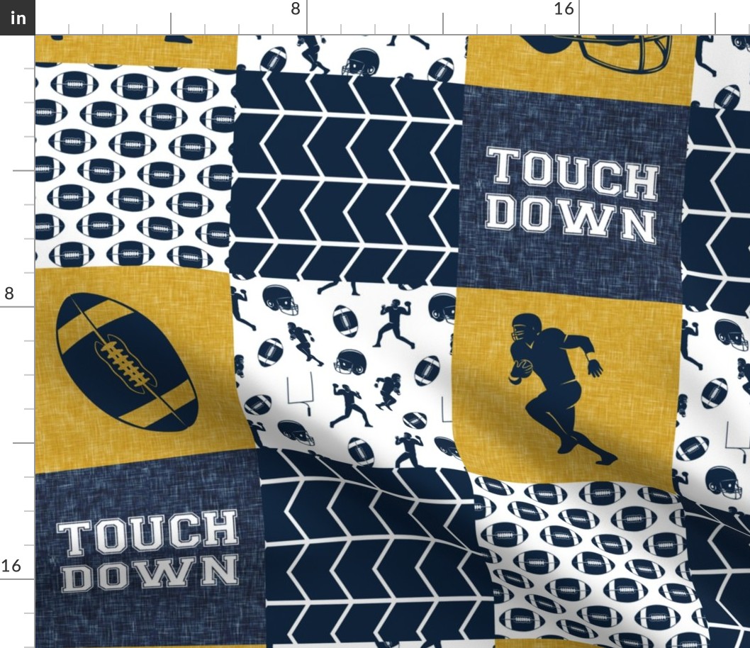 touch down - football wholecloth - gold and blue - college ball -  chevron