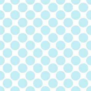 Light blue and white, polka dots circles small print