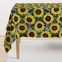 Sunflowers & Art Deco Gold, Blue & Navy - Big 