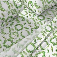 Watercolor Laurel Wreath - Green and white