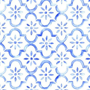 Moroccan Simple Tile - Indigo blue watercolor