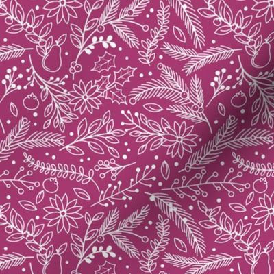 Pretty Holiday Fabric - Raspberry