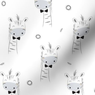 Cute Giraffes in Black, White & Gray –Monochrome Animals Baby Nursery Fabric