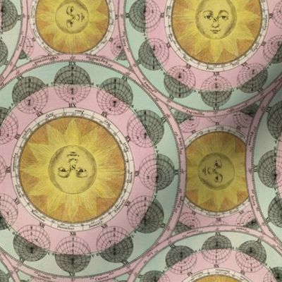 Vintage Celestial Charts in Mint + Pink