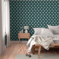 Art Deco Cranes - Teal - Smaller Scale (6" wallpaper)