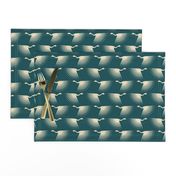 Art Deco Cranes - Teal - Smaller Scale (6" wallpaper)