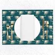 Art Deco Cranes - Teal - Smaller Scale (6" wallpaper)