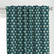 Art Deco Cranes - Teal - Smaller Scale (6" wallpaper)