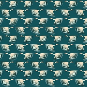 Art Deco Cranes - Teal - Smaller Scale (6" wallpaper)