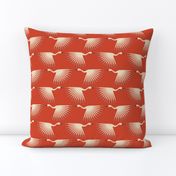 Art Deco Cranes - Soft Vermilion